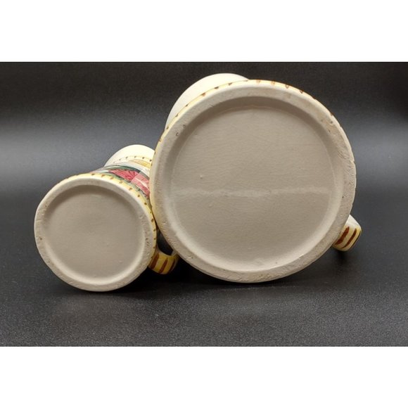 Pitcher Set Ceramic 7 and 4.5 Inches Hand Painted Floral - Picture 6 of 8